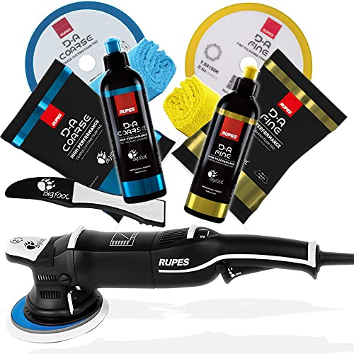detailmate professionelles Poliermaschinen Set: LHR 21 Mark 3 + Polituren D-A Coarse & Fine + Polierpads D-A Hart & Fein + 2x Poliertuch Blau/Gelb + Claw Pad Tool - optimale Autopolitur