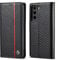 ZTOFERA Compatible with Samsung Galaxy S21 Wallet Case, Premium PU Leather Carbon Fiber Flip Case with Card Holder Magnetic Closure Kickstand Protective Phone Cover for S21 5G, Vertical Red Line