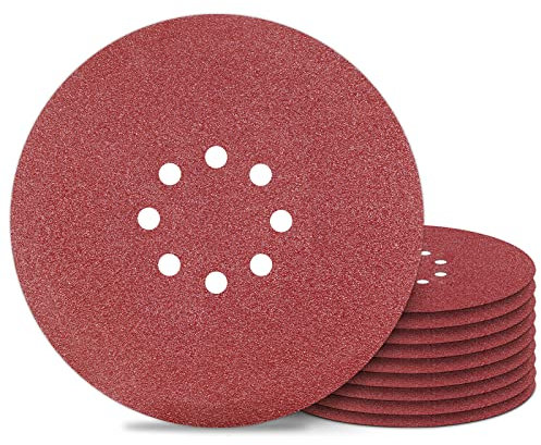 Schleifpapier 225mm Klett - 10 Stück - Körnung P60-8 Loch Schleifgitter 225 - Trockenbauschleifer Schleifscheiben für Schleifgiraffe Langhalsschleifer Wandschleifer