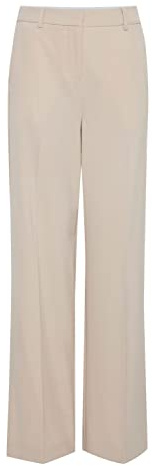 b.young BYDanta Damen Hose Stoffhose Weites Bein mit Bundfalten Gürtelschlaufen Eingrifftaschen Stretch Regular Fit, Größe:46, Farbe:Cement (140708)