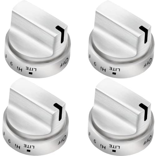 Stärkste Version WB03X24818 GE Gasherdknauf, 4 Stück (reiner Edelstahl), OEM-Ersatz-Oberflächenbrenner-Knauf AP5989029 PS11729081, kompatibel mit GE Gasherd