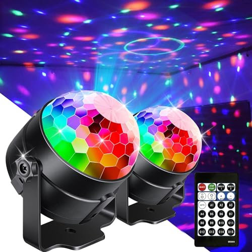 2 Luci Discoteca LED Disco con Telecomando,Lampade da Ttavolo da Ballo, Proiettori con Telecomando, Giochi di Illuminazione, Luci a Sfera Disco per Feste, KTV, DJ, Bar