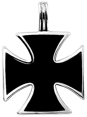 BlackAmazement Halskette Anhänger 316L Email Edelstahl Eisernes Kreuz Cross Kelten Celtic Silber Damen Herren