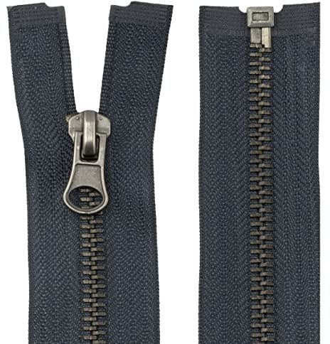 Aerzetix - C61543 - Cerniera Lampo N°5 separabile 55cm in Metallo Vintage - tiretto Decorativo - Colore Grigio Buio - cursore pelletteria Cucito Gonna Jeans merceria