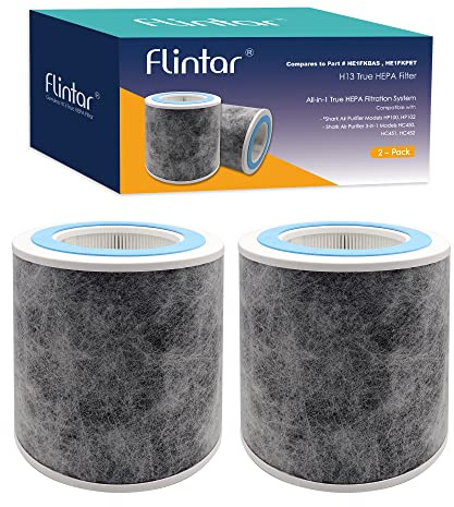 Flintar HP102 True HEPA Replacement Filter, Compatible with Shark Air Purifier HP100, HP102 and 3-in-1 Models HC450, HC451, HC452, HC455, Compares to Part # HE1FKBAS and HE1FKPET (1-Pack)