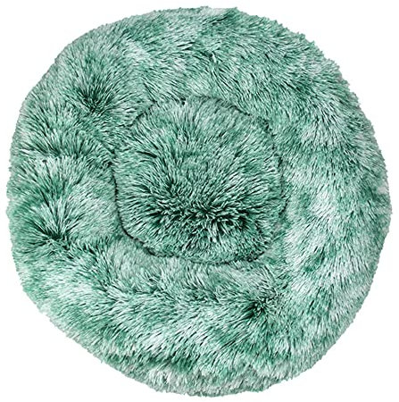 Lukery Hundebett Katzenbett Flauschig Rund aus Plüsch, Kuscheliges Donut Hundekissen und Katzenkissen Weiches Plüsch Hundeliege für Kleine, Mittelgroße und Große Haustiere (40CM,grün)