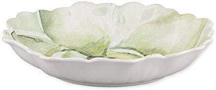 Supreme Housewares Magnolia Petal-Shaped Melamine Serving Bowl, BPA-Free Floral Design Bowl for Salad, Fruit, Pasta, or Outdoor Entertaining, Green, 13 x 11 Inch