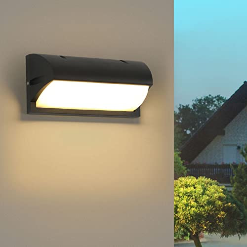 SENQIU 18W Wandleuchte Aussen/Innen, 3000K Warmweiß Schwarz Led Wandlampe us druckgegossenem Aluminium, IP65 Wasserdichte Modern Wandbeleuchtung für Garage, Haustür, Terrasse, Balkon,Flur, Haus