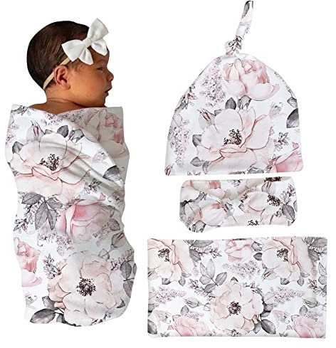 LICHENGTAI Baby Pucksack mit Mütze, Baby Pucktücher Pucktuch Neugeborenenwickel Baby Hut Stirnband Anti Rrschrecken Baby Pucksack Wickeldecke für Neugeborene Jungen Mädchen