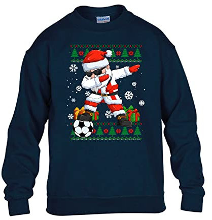 England Christmas Mens Sweatshirt World Cup 2025 Football Boys Pullover Jumper Funny Santa Dab Dabbing Novelty Unisex Gift Girls Kids Sweat Printed Design Navy Blue - Youth X-Large (Age 12-13)