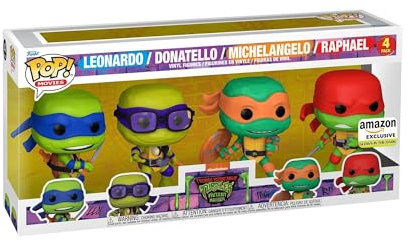 Funko POP! Movies: Teenage Mutant Ninja Turtles (TMNT) - 4 Pack - Amazon-Exklusiv - Vinyl-Sammelfigur - Geschenkidee - Offizielle Handelswaren - Spielzeug Für Kinder und Erwachsene - Movies Fans
