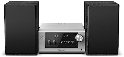 Panasonic SC-PM702EG-S Neat Impianto Stereo Compatto Micro Hi-Fi con CD, Radio DAB+/FM, USB e Bluetooth, Altoparlanti 80W, Controllo dei Bassi, Argentato.