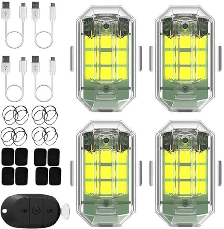 Strobe Drone Light,Luce flash a LED senza fili ad alta luminosità, 7 colori per aereo e ricarica USB, luci per droni anti-collisione