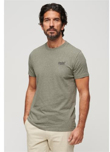 Superdry, T.Shirt Essential Logo EMB Tee, M1011245A, Ash Olive Marl, L, Man, Adulto