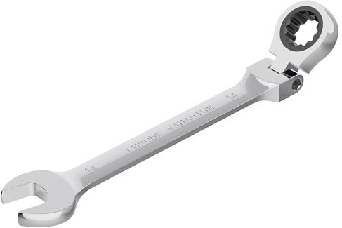 FOCMKEAS 14mm Flex-Head Ratcheting Combination Wrench Metric 72 Teeth 12 Point Ratchet Box Ended and Open End Spanner Tools, Flexible Head Gear Wrench, Heat-Treated CR-V