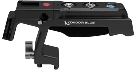 KONDOR BLUE | Talon XL Top Handle with Trigger REC for Cameras | NATO Rail, Arri mounts, Cold Shoes, Remote Start/Stop REC Button, Molded Rubber Grip, & Bubble Level | Black