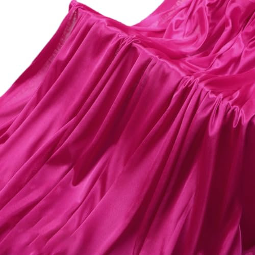 Whakano 3m Satin Stoff zum Nähen Meterware,155cm Breit,Einfarbig Glanz Modestoff,universal Stoff für Nähen Basteln,Kostüm Kleid Bekleidung,Dekostoff,Gardine Vorhänge,Kleid,Rosenrot