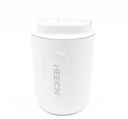 HEECN® Palm -Taza térmica de doble pared de acero inoxidable, con aislamiento al vacío, MINI Taza térmica portátil, sin fugas, sin BPA (blanco)