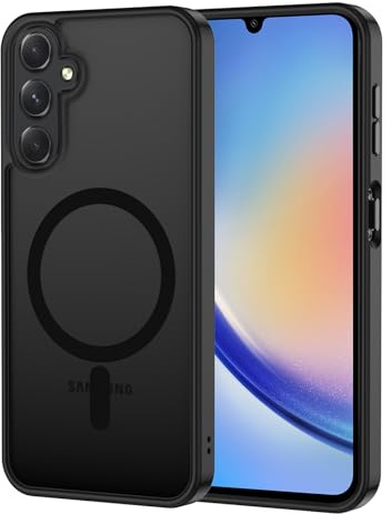 XTCASE Cover Magnetica per Samsung Galaxy A25 5G, Ultra Sottile Custodia Traslucida Opaca Retro Resistente ai Graffi Paraurti in TPU Antiurto Protettiva Case, Nero
