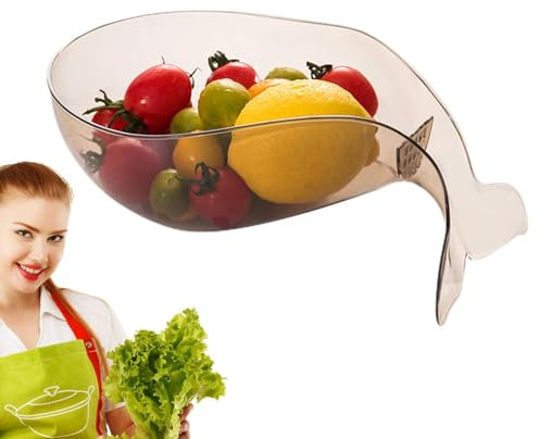 Panier de drainage entonnoir multifonction - Panier alimentaire avec panier de vidange - Passoire en forme de baleine avec bec verseur - Lave-fruits - Passoire de cuisine multifonction