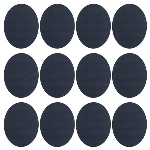 PATIKIL Iron-on Patches, 12 Pack Velvet Elbow Knee Patches Oval Repair Patches Kit for Clothing Sweater Pants Shirts Jackets Mending and Decorating, Dark Blue