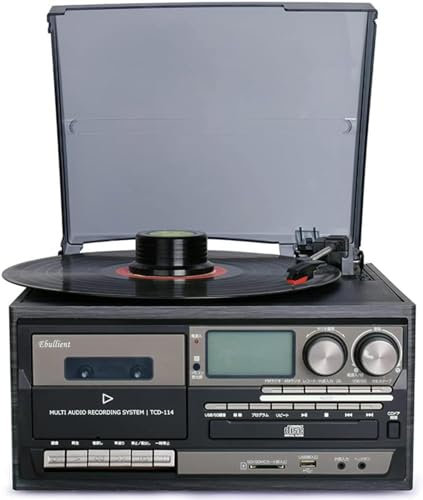 9-in-1 Retro Record Player with Built-in Speakers, Bluetooth-enabled 3-Speed Vintage Turntable, CD Player, AM/FM Radio - Ultimate Entertainment System