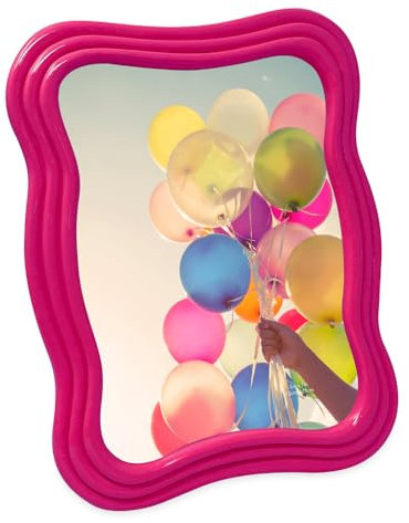 Isaac Jacobs 5x7 Fuchsia Curved Deco Frame for Tabletop and Wall Display, Decorative Art, Design, Home Décor, Gift (5x7, Fuchsia)