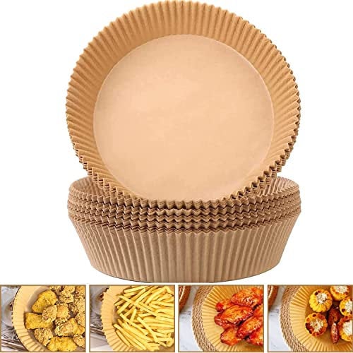 Air Fryer Disposable Paper Liner Airfryer Oven Insert Parchment Sheets, Baking Paper for Air Fryer Oil-Proof, Food Grade Paper Liner for Baking Roasting (Wood, Round(6.3in,120pcs))