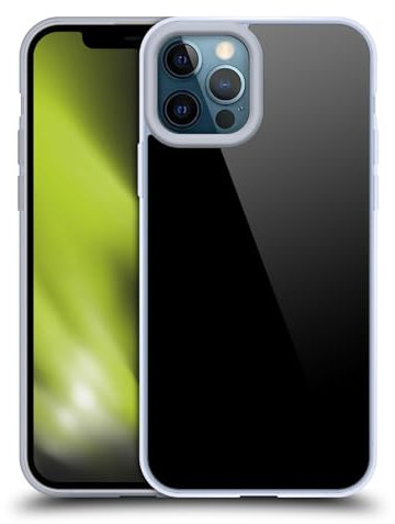 Head Case Designs Schwarz Blockfarben Soft Gel Handyhülle Hülle kompatibel mit Apple iPhone 12 Pro Max