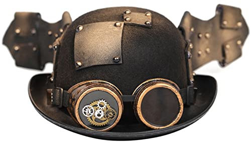 Ralondbey Hut Vintage Steampunk Zylinder mit Brille Gay Zylinder Schwarz Halloween Zylinder