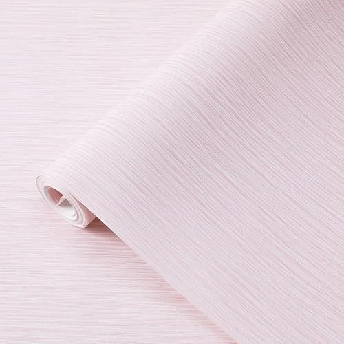Tarwanear 6 Rolls Blush Wallpaper Pink Plain Thick Textured Wallpapers Modern Minimalist Striped Featured Wall Paper Embossed Striped DIY Wall Paper Roll for Living Room Bedroom Hallway