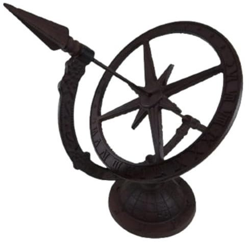 große Gusseisen Sonnenuhr 40 x 34 x 24 cm Antik Style Rostbraun Deko GTT K5 a