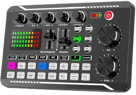 Live Sound Card, F998 Audio Mixer With Dj Mixer Effects, Podcast Production Studio Equipment, Music Making Equipment For Studio Recording, Home Karaoke