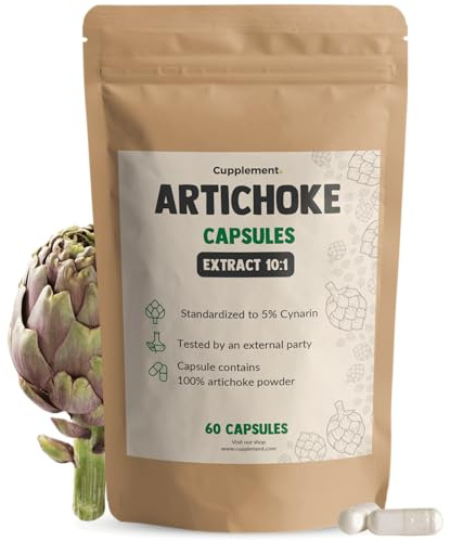 Cupplement Artischocken Extrakt Kapseln 500 mg 60 Capsules - Artischocke - Darmgesundheit & Leberreinigung - Abnehmtabletten - Cynarin - Vegan - Ohne Zusatzstoffe - Laborgeprüft - 60 Tage Vorrat pro