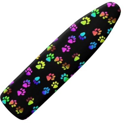 ZIATUBLES Colorful Dog Paw Print Polyester Ironing Board Cover with Hook and Loop Fastener Straps Iron Padding Covers Home Accessories Heat Ressiatant for Laundry Clothing Shop, M