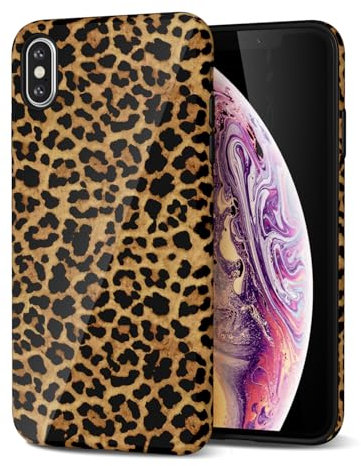 Svanove Cheetah Print Phone Case for iPhone X/XS Case Girly, Cute Leopard Case for Women, Luxury Trendy Retro Cool Animal Print Design, Aesthetic Pattern Y2k Slim Hard Shell Plastic Cover, Brown Fall