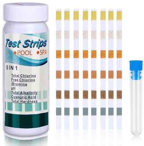 AHEJIOO PH Teststreifen 150 Stück Pool und Aquarium Teststreifen für PH-Wert, Chlor und Wasserhärte, Urin Teststreifen, Ketose Teststreifen, hoher Genauigkeit, inklusive Teströhrchen