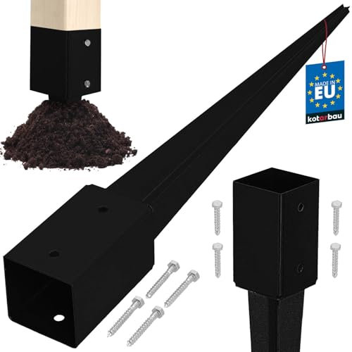 KOTARBAU® Pfostenträger zum Einschlagen 81x81x750mm verzinkt-pulverbeschichteter Stahl Einschlaghülse Erdanker Einschlagbodenhülse Gartenzaun Erdungsspieß Bodenanker Einschlaghülsen für Holzpfosten
