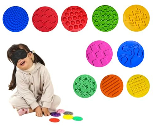 HB.YE Dalles Sensorielles Exploration Multisensorielle, Tapis de Sol Sensoriel Tapis de Massage pour Enfants Autistes Jouets Sensoriels Tactiles Tapis pour la Perception Tactile (10cm*10pieces)