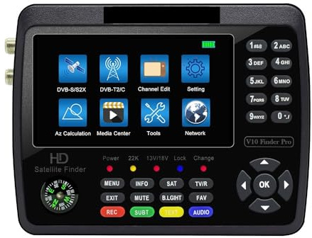 Sat Finder, V10 Finder Pro Satelliten-TV-Finder-Messgerät 4,3 Zoll DVB-S/S2/S2X/T/T2/C/H.265+AHD (8MP) PK ST-5150 ST-6980 V8 Finder Pro 2