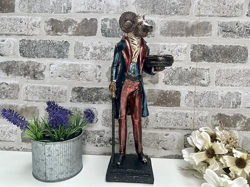MAISONICA Tall 35cm Gentleman Ram Sheep Deer Bust Ornament Figurine Regal Statue