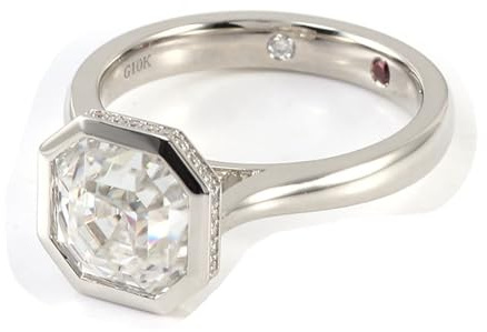 Eheringe Deko Hochzeit, Wedding Rings Geometrisch mit 1Ct Achteckschliff Moissanit Platin Größe 57 (18.1)