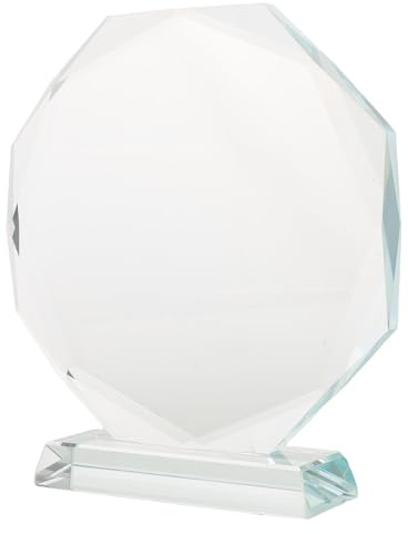 Supvox Kristalltrophäen-Auszeichnung: 140 mm große Anerkennungsplakette aus leerem Glas zur Anerkennung der Mitarbeiter – achteckige Schreibtisch-Andenken-DIY-Firmenauszeichnung mit Gravur