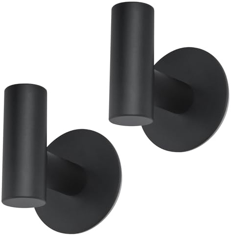SZWLJ Self Adhesive Towel Hook Black 2PCS 304 Stainless Steel No Drill | Self adhesive towel hook, no drilling required. 304 stainless steel, heavy duty. For doors, cupboards. Black, 2PCS.