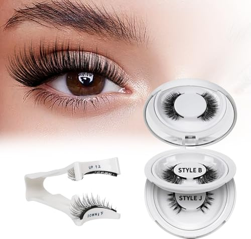 QUEWEL Magnetic-Eyelashes with Applicator, 2 Pairs Flylash Magnetic-Lashes with Applicator, No Glue Needed False Lashes, Easy to Wear and Remove (Magnetics Eyelash Kit B+J-3NEW)