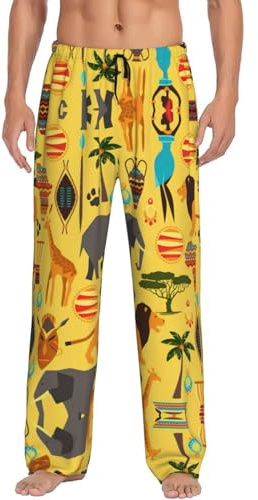 GXUNGT Herren-Pyjamahose mit Elefantenmotiv, mit Taschen, personalisierbar, Schwarz , XL