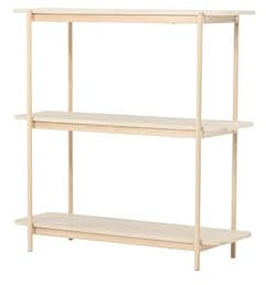 FURNLUX HEIM Standregal, MDF und Stahl, Beige, 120 x 40 x 120 cm, 26 kg, Wandmontage, 3 Böden