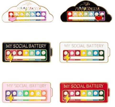 Social Battery Pin Badge Set, My Social Battery Slider Brooch