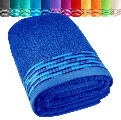 Lashuma Badetuch extra groß 90x180 cm, Lugano Badehandtuch Königs Blau | Premium XXL Handtuch aus 100% Baumwolle mit 500 gsm Flächengewicht, weich und saugstark für Wellness, Sauna, Bad und Strand