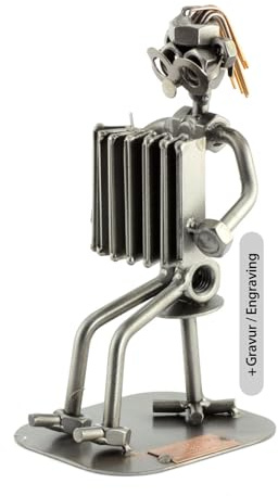 Steelman24 Schraubenmännchen Akkordeon mit persönlicher Gravur | Made in Germany,Handarbeit,Geschenkidee,Stahlfigur,Metallfigur